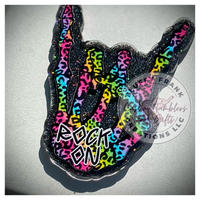 Rock on Skelly hand keychain