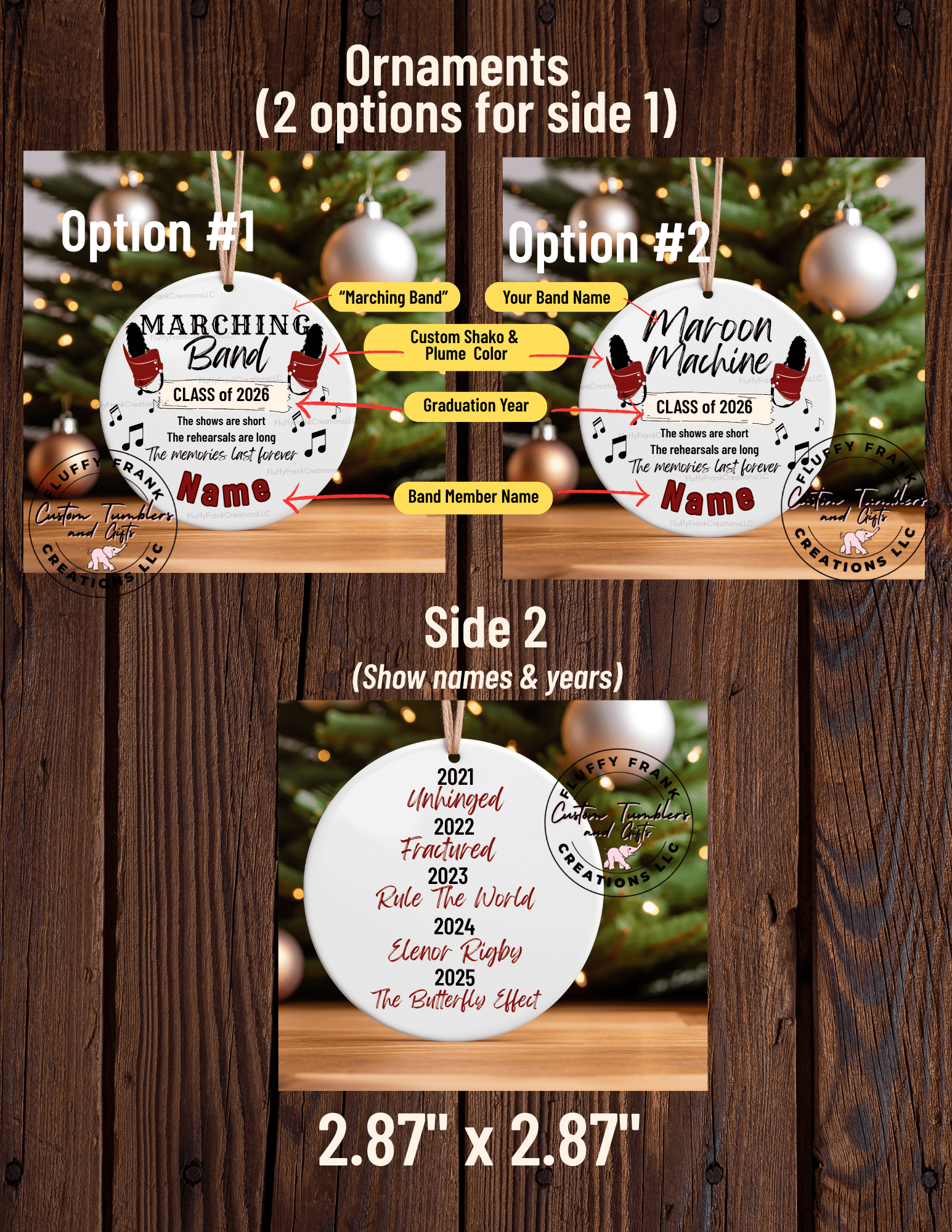 🎄 Marching Band Christmas Ornament – Personalized Ceramic Keepsake for Band Seniors & Families - FluffyFrankCreationsLLC