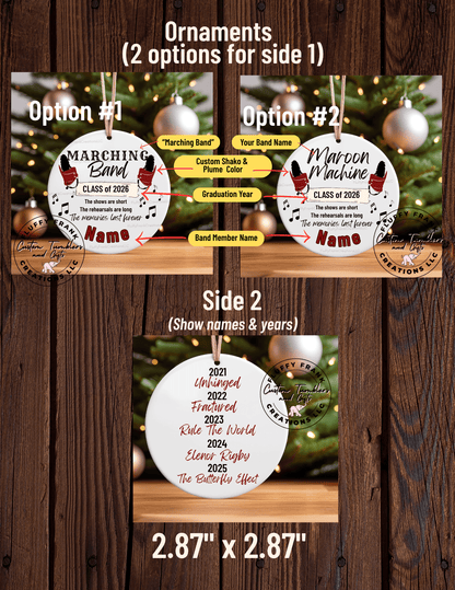 🎄 Marching Band Christmas Ornament – Personalized Ceramic Keepsake for Band Seniors & Families - FluffyFrankCreationsLLC