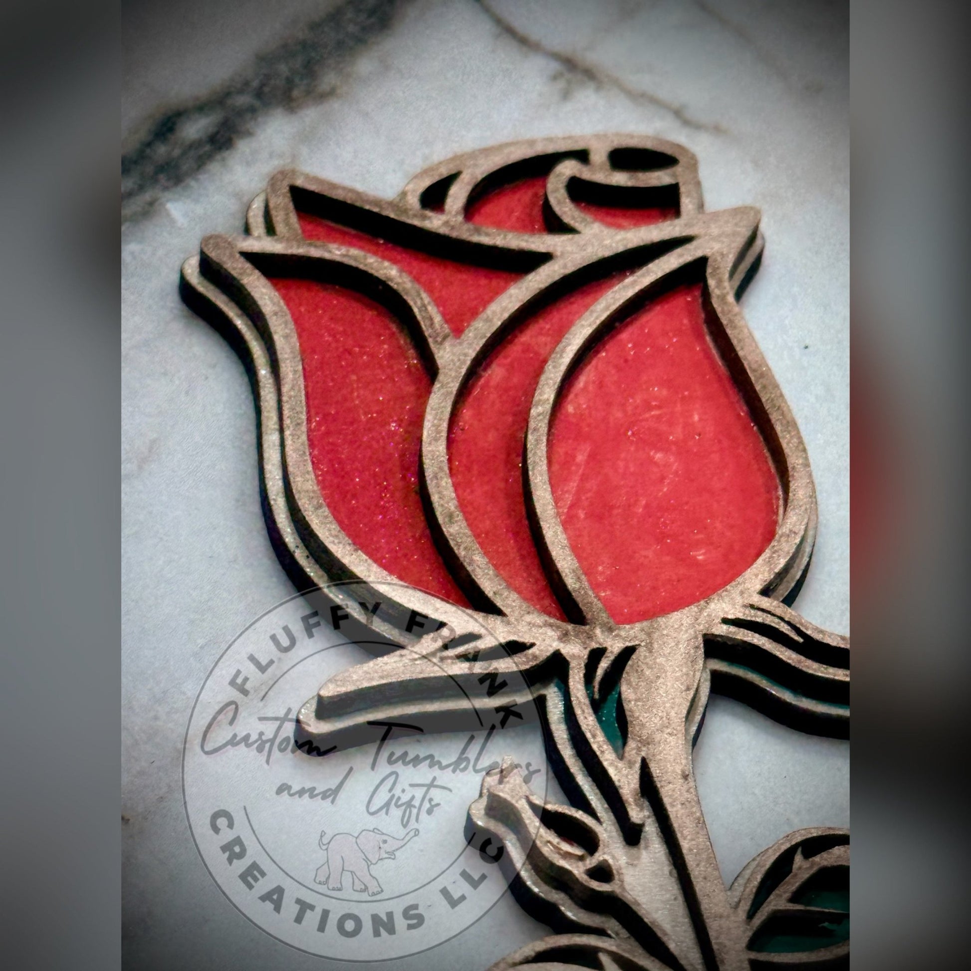 Personalized Hand - Painted Wooden Rose 🌹 (Facebook Order) - FluffyFrankCreationsLLC