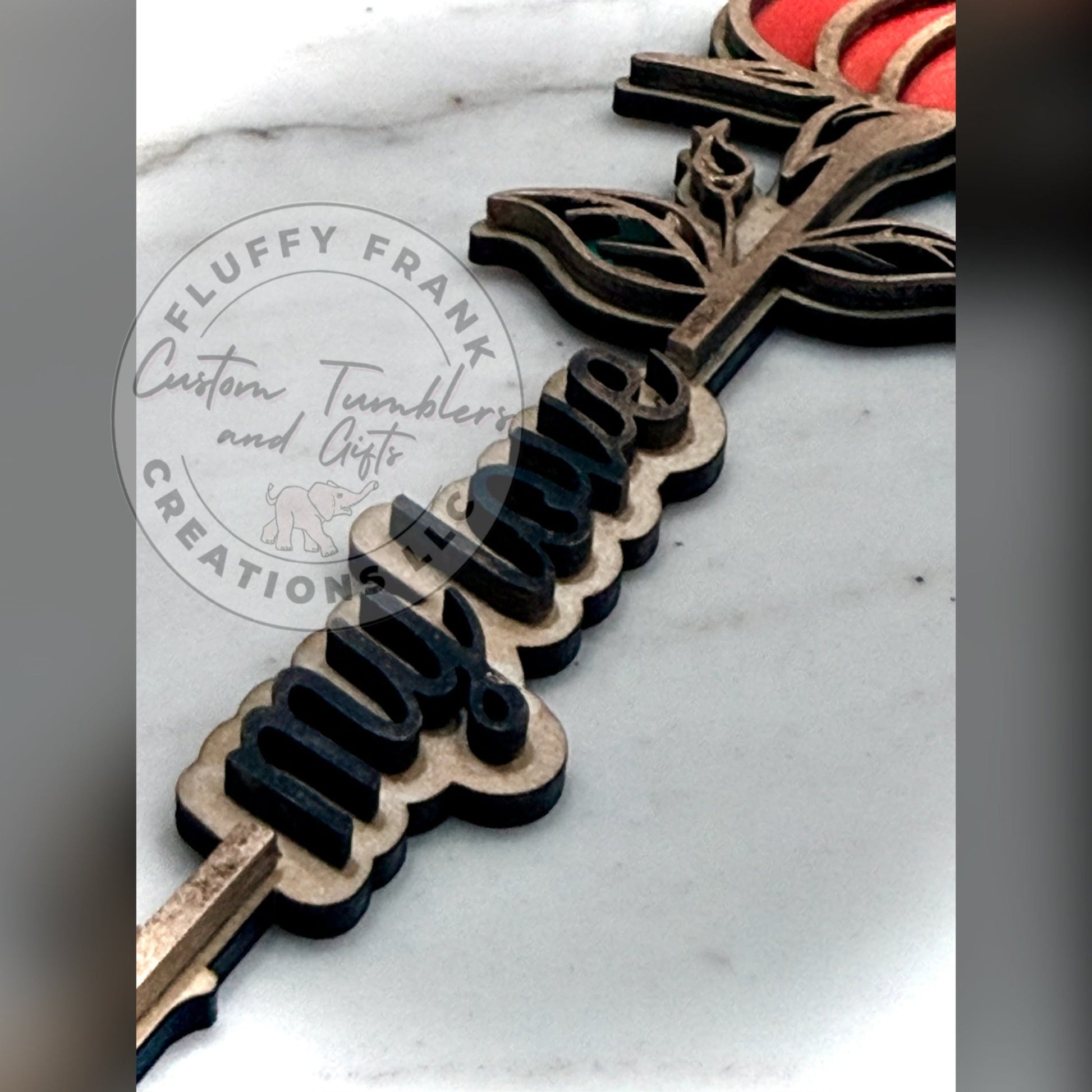 Personalized Hand - Painted Wooden Rose 🌹 (Facebook Order) - FluffyFrankCreationsLLC