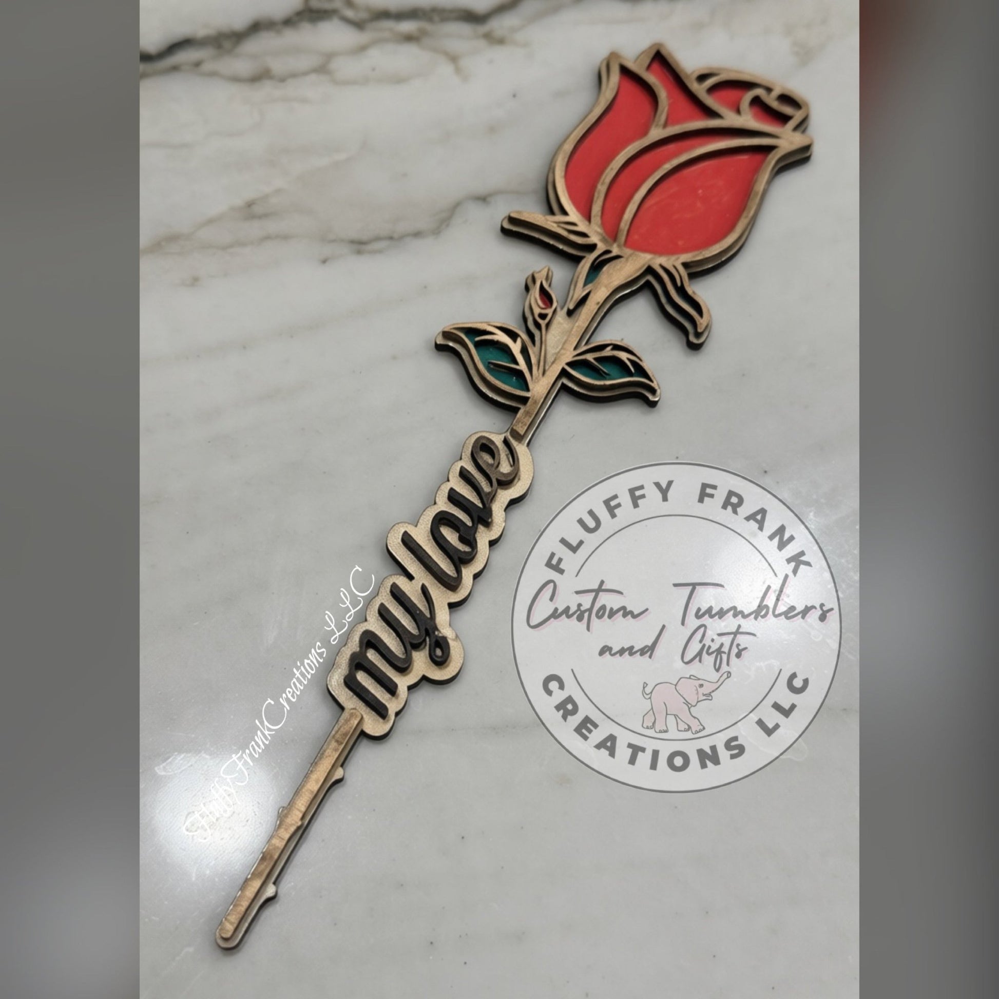 Personalized Hand - Painted Wooden Rose 🌹 (Facebook Order) - FluffyFrankCreationsLLC