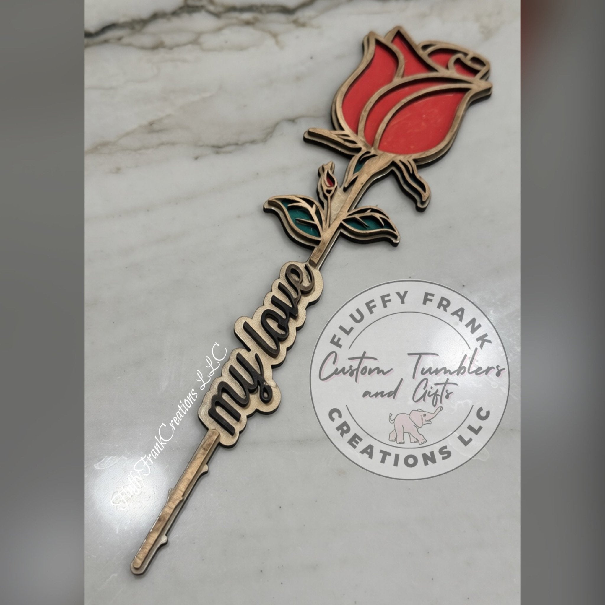 Personalized Hand - Painted Wooden Rose 🌹 (Facebook Order) - FluffyFrankCreationsLLC