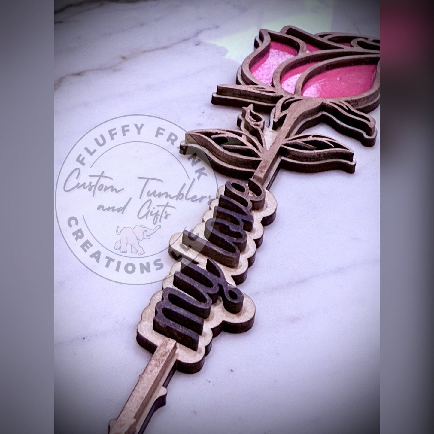 Personalized Hand - Painted Wooden Rose 🌹 (Facebook Order) - FluffyFrankCreationsLLC