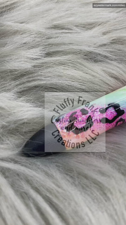 Neon Swirl Leopard Glitter Pen