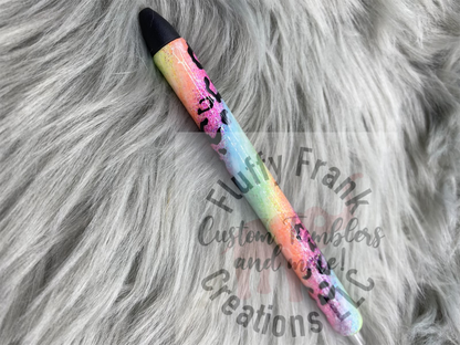 Neon Swirl Leopard Glitter Pen