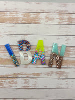 Resin letter keychain