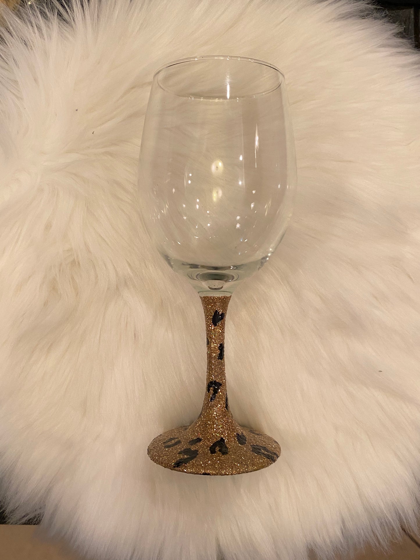 Custom glitter stemmed wine glass