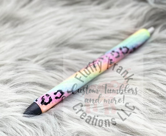 Neon Swirl Leopard Glitter Pen
